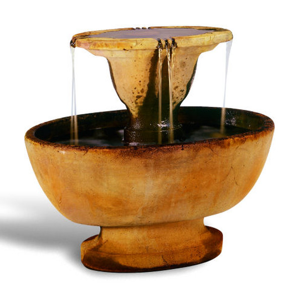 Alfresco Oval Fountain Grooved Cascading Water Splash